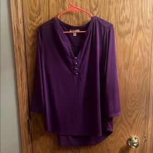 Dana Buchman Purple 3/4 Sleeve Polo Blouse